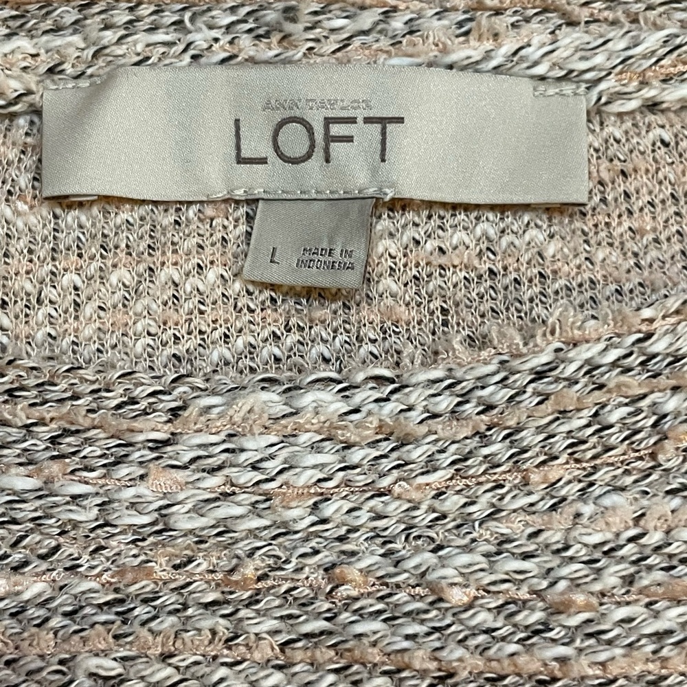LOFT Women's Beige and Peach Crew Neck Sweater, Lightweight, Sz L - Picture 2 of 12